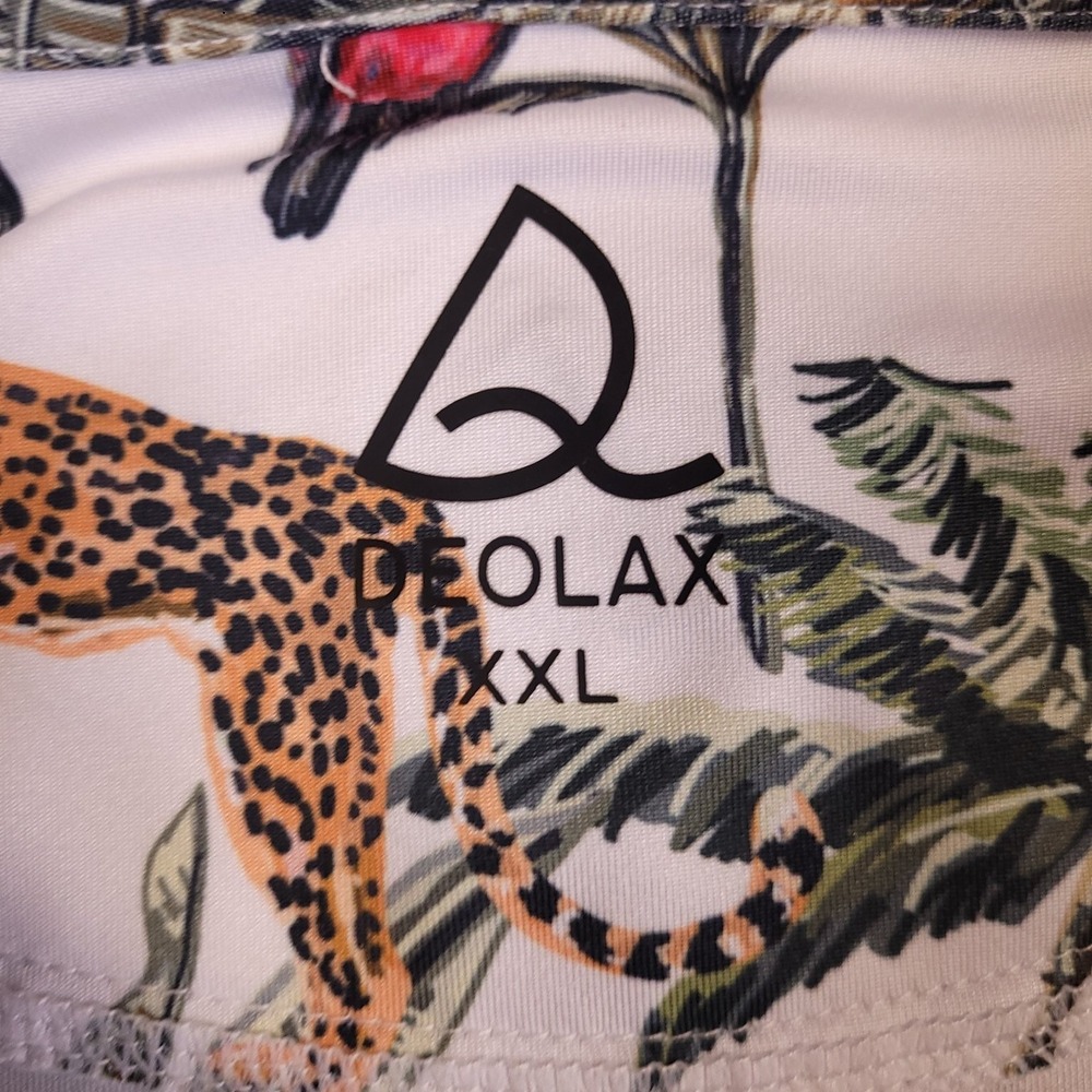 Deolax Men's XXL Golf Polo Shirt Bird Leopard Tropical Print Stretch - Picture 4 of 11